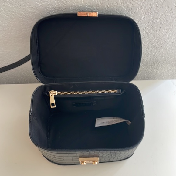 Structured Faux Crocodile Print Black Bag - Picture 3 of 3